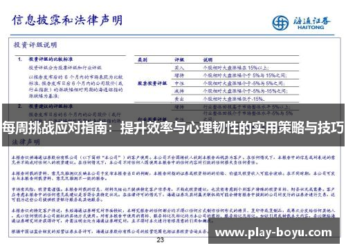 每周挑战应对指南：提升效率与心理韧性的实用策略与技巧