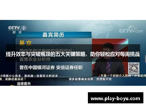提升效率与突破瓶颈的五大关键策略，助你轻松应对每周挑战